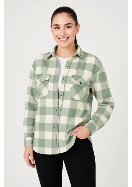 Uzun Kollu Oduncu Gömlek - Su Yeşili fırsatları