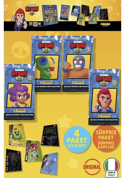 Brawl Stars Panini Resmi Kart Paketi: 4 Paket (24 Kart)