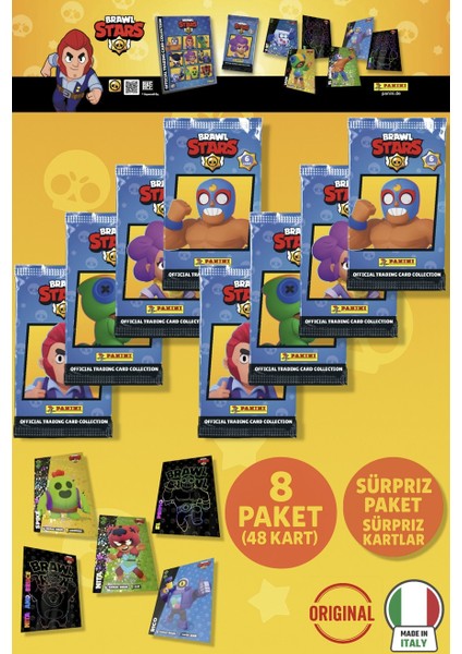 Brawl Stars Panini Resmi Kart Paketi: 8 Paket (48 Kart)