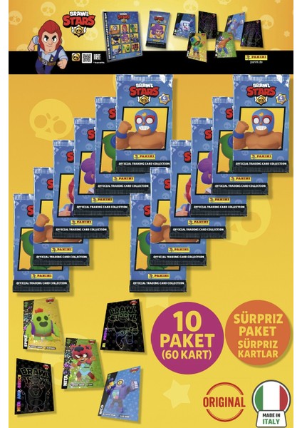 Brawl Stars Panini Resmi Kart Paketi: 10 Paket (60 Kart)
