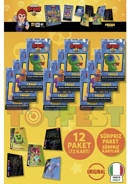Brawl Stars Panini Resmi Kart Paketi: 12 Paket (72 Kart)