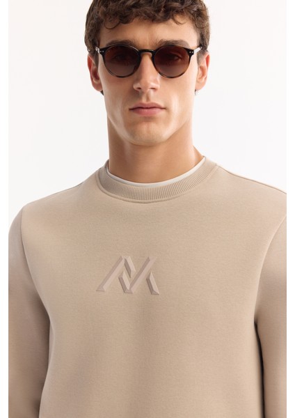 Erkek Taş Bisiklet Yaka Pamuklu Şardonlu Baskılı Regular Fit Sweatshirt A52Y1327 fiyatları