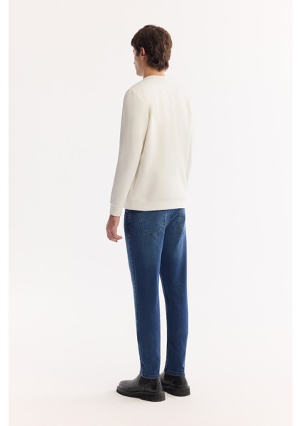 Erkek Ekru Bisiklet Yaka Pamuklu Bi-Stretch Baskılı Regular Fit Sweatshirt A52Y1247 fırsatları