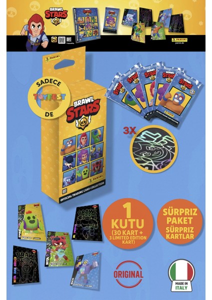 Brawl Stars Panini Resmi Kart Kutusu : 1 Kutu (30 Kart + 3 Limited Editon Kart)