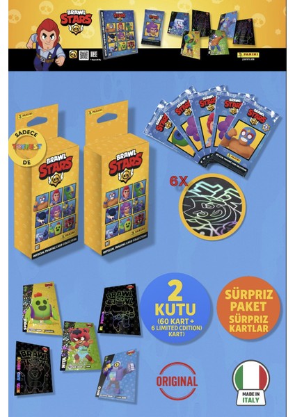 Brawl Stars Panini Resmi Kart Kutusu: 2 Kutu (60 Kart + 6 Limited Edition Kart)