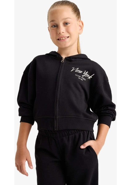 Kız Çocuk 2'li Takım Baskılı Kapüşonlu Sweatshirt Eşofman Altı E6417A825AU fırsatları