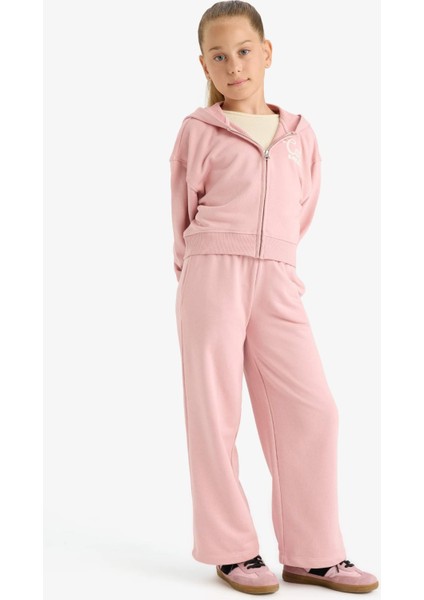 Kız Çocuk 2'li Takım Baskılı Kapüşonlu Fermuarlı Sweatshirt Eşofman Altı E6417A825AU modelleri