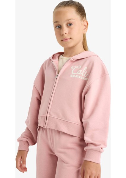 Kız Çocuk 2'li Takım Baskılı Kapüşonlu Fermuarlı Sweatshirt Eşofman Altı E6417A825AU indirimleri