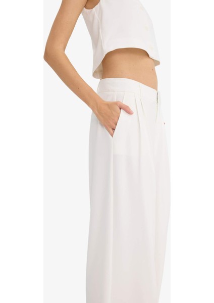 Wide Leg Çift Cepli Yüksek Bel Geniş Paça Pantolon F7341AX25AU