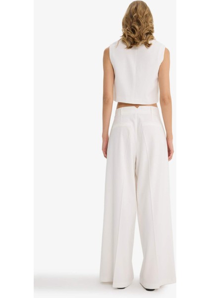 Wide Leg Çift Cepli Yüksek Bel Geniş Paça Pantolon F7341AX25AU