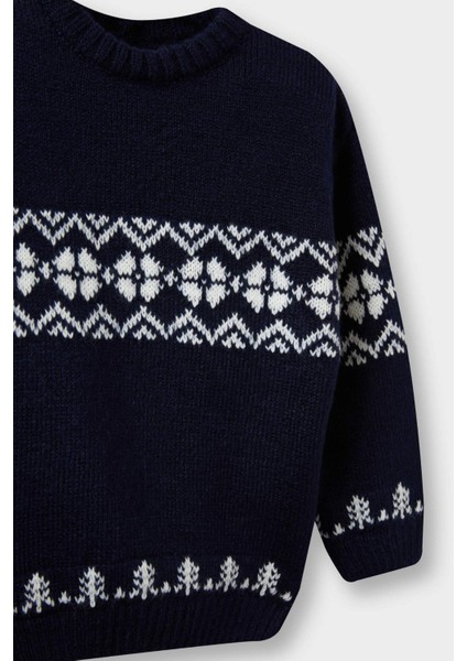 Erkek Bebek Bisiklet Yaka Desenli Triko Kazak F2600A525AU fiyatları