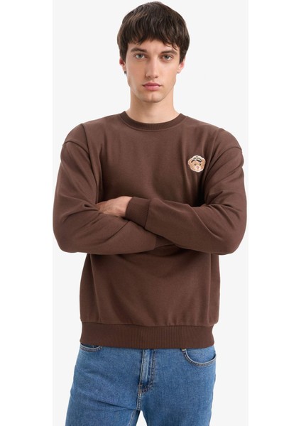 Boxy Fit Bisiklet Yaka Baskılı Sweatshirt E6433AX25AU modelleri