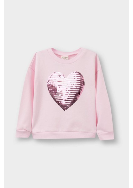 Kız Bebek Bisiklet Yaka Baskılı İçi Yumuşak Tüylü Sweatshirt E8922A525AU fiyatları