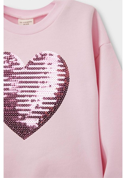 Kız Bebek Bisiklet Yaka Baskılı İçi Yumuşak Tüylü Sweatshirt E8922A525AU modelleri