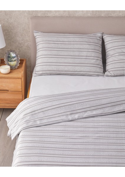 Sleek Lines Kolay Ütülenir Çift Kişilik Nevresim Takımı 200X220 cm Gri modelleri