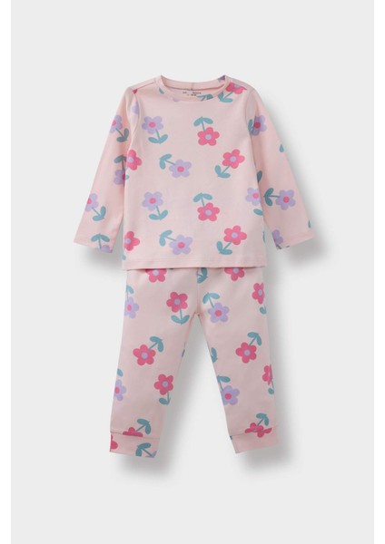 Kız Bebek Pijama Takımı Çiçek Desenli Uzun Kollu Üst Uzun Alt F0630A525AU
