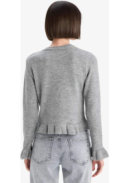 Regular Fit Bisiklet Yaka Triko Hırka