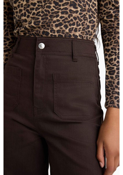 Straight Fit Yamalı Cep Normal Bel Düz Paça Uzun Boy Gabardin Pantolon F8304AX25AU indirimleri