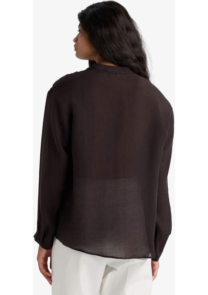 Oversize Geniş Kalıp Hakim Yaka Tensel Uzun Kollu Gömlek F9228AX25WN indirimleri