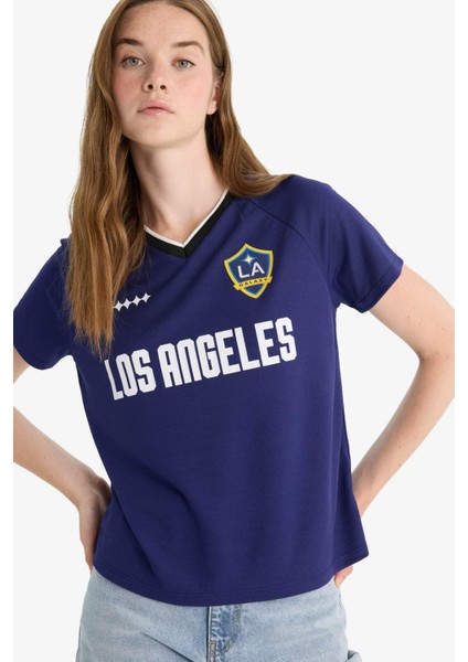 MLS Regular Fit V Yaka Baskılı Forma Kumaşı Kısa Kollu Tişört F8634AX25HS