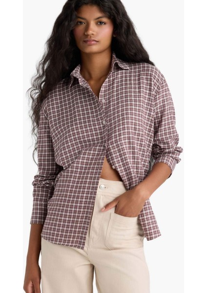 Regular Fit Kareli Uzun Kollu Gömlek F9082AX25AU