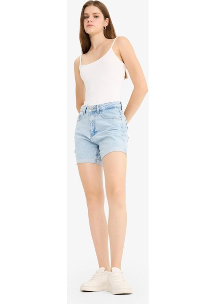 Boyfriend Yüksek Bel Duble Paça Jean Şort E0934AX25AU fiyatları