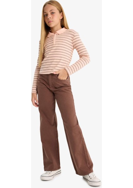 Kız Çocuk 90's Wide Leg Geniş Paça Gabardin Pantolon F5329A825AU modelleri