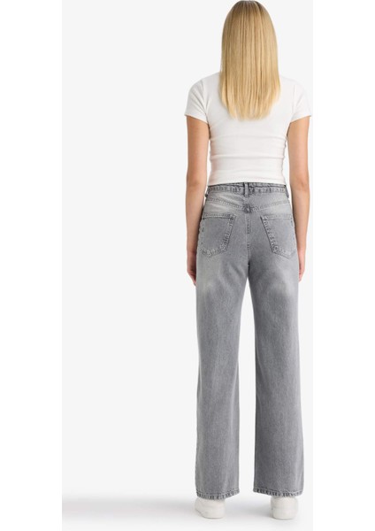 90's Wide Leg Yüksek Bel Uzun Jean Yıkamalı Pantolon F5522AX25AU