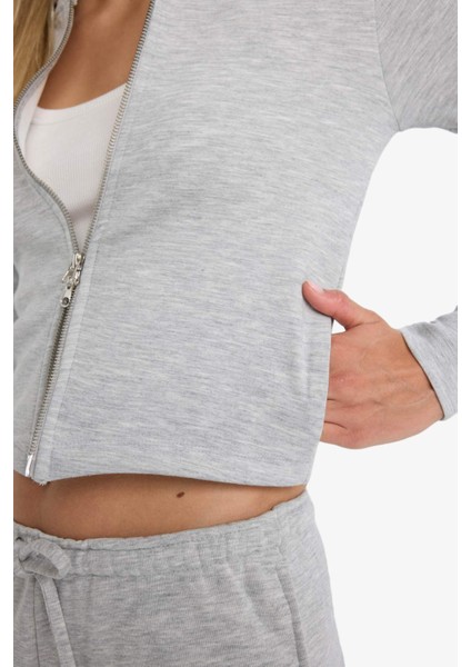 Slim Fit Dar Kesim Kapüşonlu Modal Fermuarlı Sweatshirt F7651AX25AU indirimleri