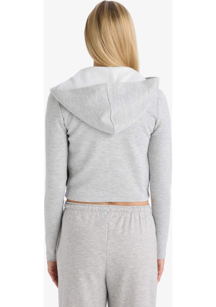 Slim Fit Dar Kesim Kapüşonlu Modal Fermuarlı Sweatshirt F7651AX25AU