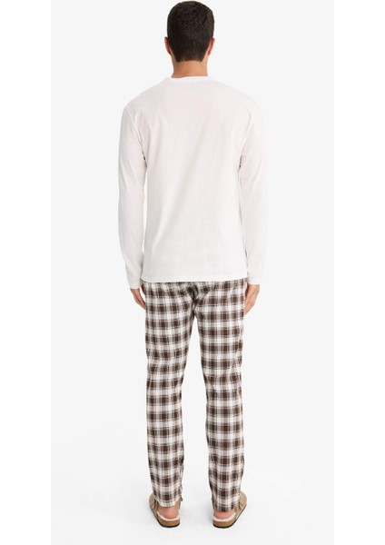 Pijama Takımı Regular Fit Uzun Kollu Üst Kareli Uzun Alt F7488AX25AU