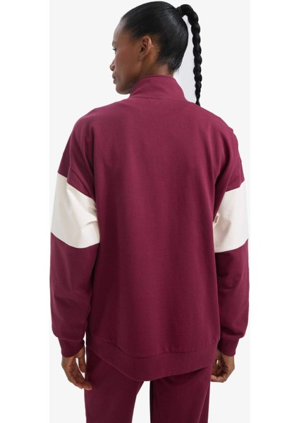 Fit NBA Chicago Bulls Oversize GEniş Kalıp Yarım Fermuarlı Sporcu Sweatshirt E8946AX25AU