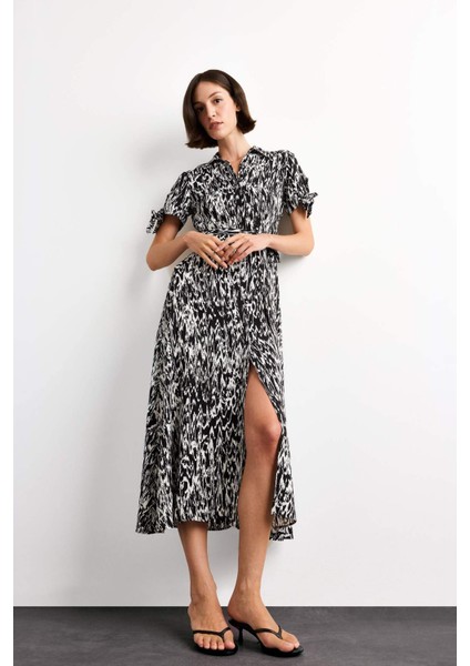 Desenli Kısa Kollu Midi Elbise G0731AX25SM fırsatları