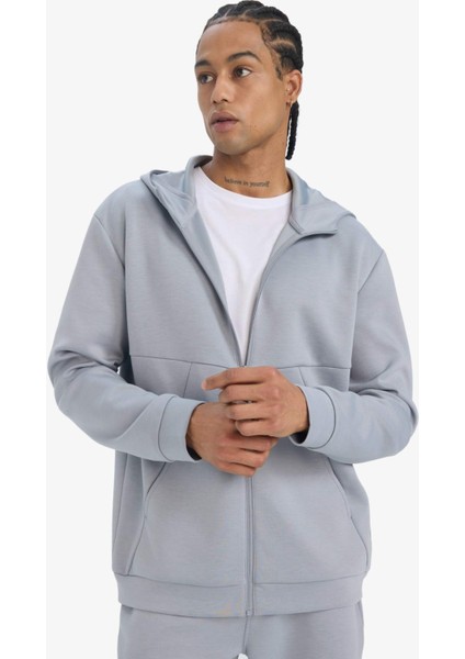 Fit Standart Fit Kapüşonlu Skuba Dalgıç Kumaş Yumuşak Tuşe Fermuarlı Hırka E9336AX25AU modelleri