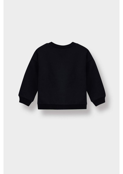 Kız Bebek Bisiklet Yaka Baskılı İçi Yumuşak Tüylü Sweatshirt E9214A525AU modelleri