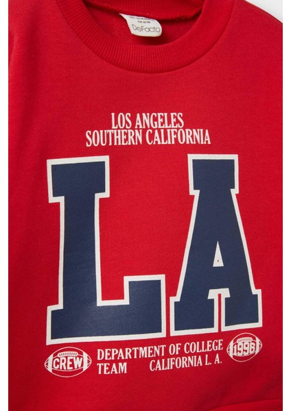 Erkek Bebek Bisiklet Yaka Baskılı İçi Yumuşak Tüylü Sweatshirt fiyatları