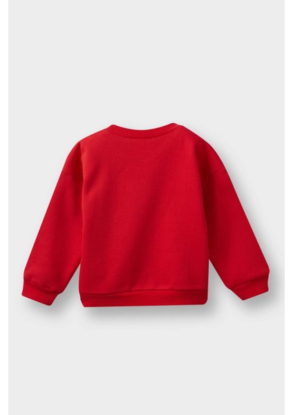 Erkek Bebek Bisiklet Yaka Baskılı İçi Yumuşak Tüylü Sweatshirt modelleri