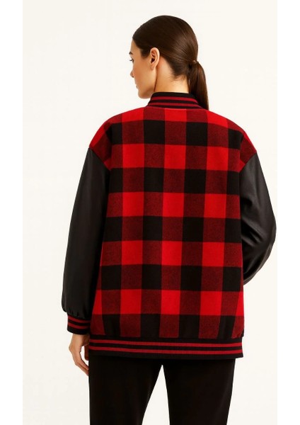 Kolları Suni Deri Içi Astarlı Oduncu Kolej Içi Ceket - Bordo fiyatları