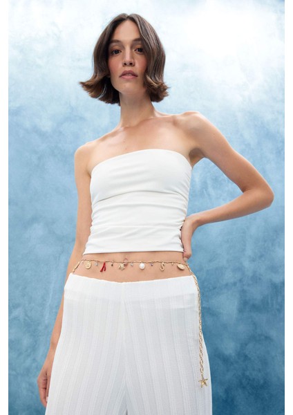 Kadın Deniz Temalı Charmlı Gold Bel Zinciri G0108AXNS