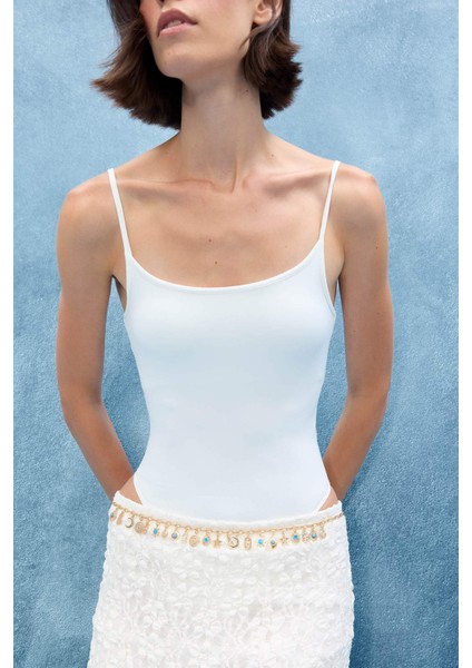 Kadın Mavi Taşlı Charmlı Bel Zinciri G0111AXNS