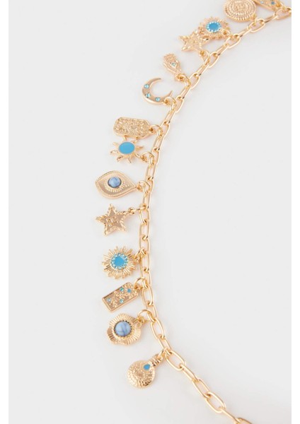 Kadın Mavi Taşlı Charmlı Bel Zinciri G0111AXNS fırsatları