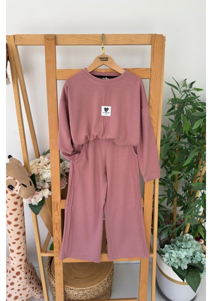 Oysho Kalp Arma Detaylı Kız Çocuk 2 li takım - Gül Kurusu