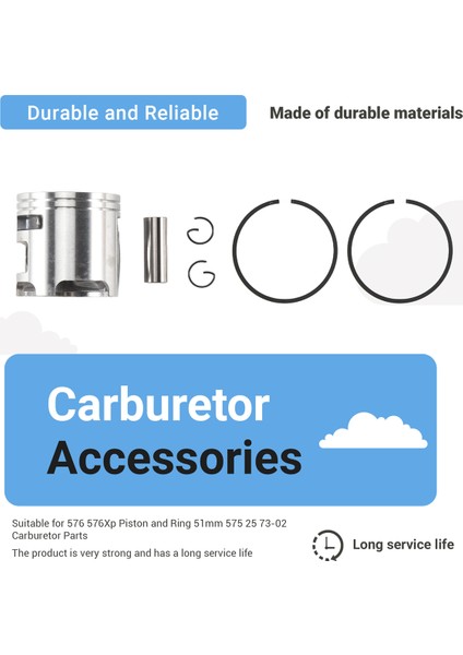 Husqvarna 576 576XP Piston ve Halka Için Uygun 51MM 575 25 73-02 Karbüratör Parçaları (Yurt Dışından) fırsatları