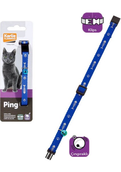 Karlıe Kedi Tasması Çıng. 30CM Mavi Gnzrz
