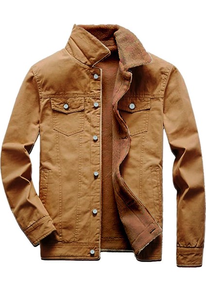 R.lion Kürklü Kot Mont Premium Denim --k.camel--