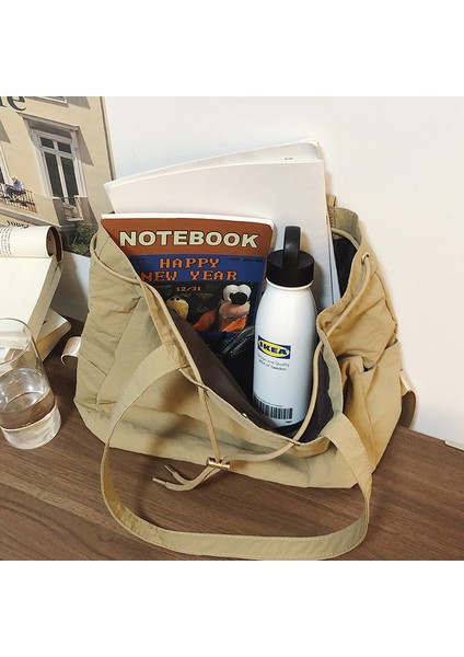 Bağcıklı Naylon Kova Çanta Düz Renk Üst Düzey Gündelik Omuz Çantası (Yurt Dışından) modelleri