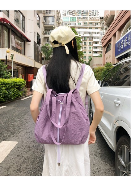 Bağcıklı Naylon Kova Çanta Düz Renk Üst Düzey Gündelik Omuz Çantası (Yurt Dışından) indirimleri