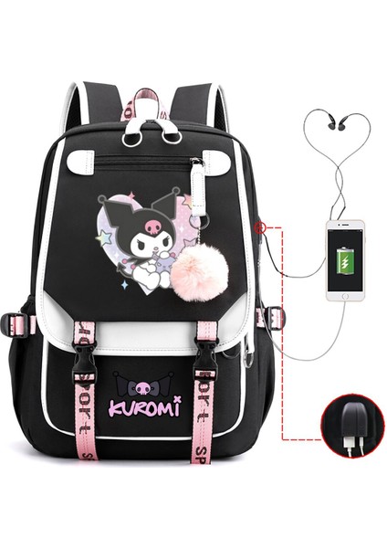 Animasyon çizgi film popüler çevresel baskı öğrenci sırt çantası USB ile çok işlevli (Yurt Dışından)