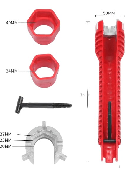8 In 1 Çok Fonksiyonlu Lavabo Anahtarı Su Borusu Musluk Banyo Kurulumu Özel Sıhhi Tesisat Su Isıtıcı Anahtarı Onarım Aracı (Yurt Dışından)