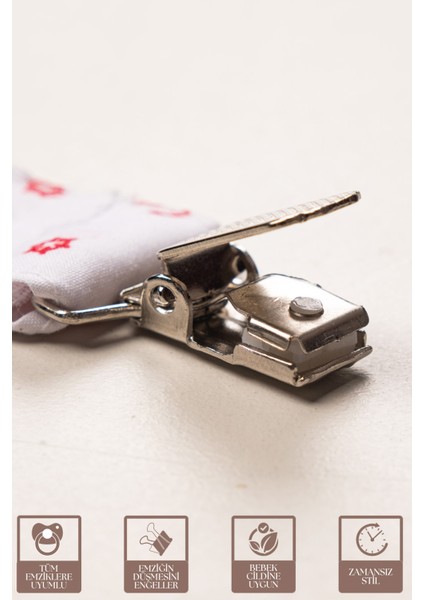 Erkek Bebek Pamuklu Kumaş Çapa Baskılı 2li Emzik Tutucu / Emzik Zinciri / Emzik Askısı Seti indirimleri